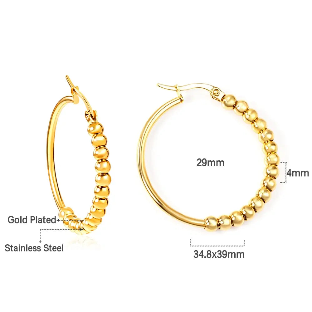 Minimalist Stainless Steel Hoop Earrrings for Women Gold Color Metal Circle Earrings Vintage Girls Party Jewelry Gifts asonjewelry
